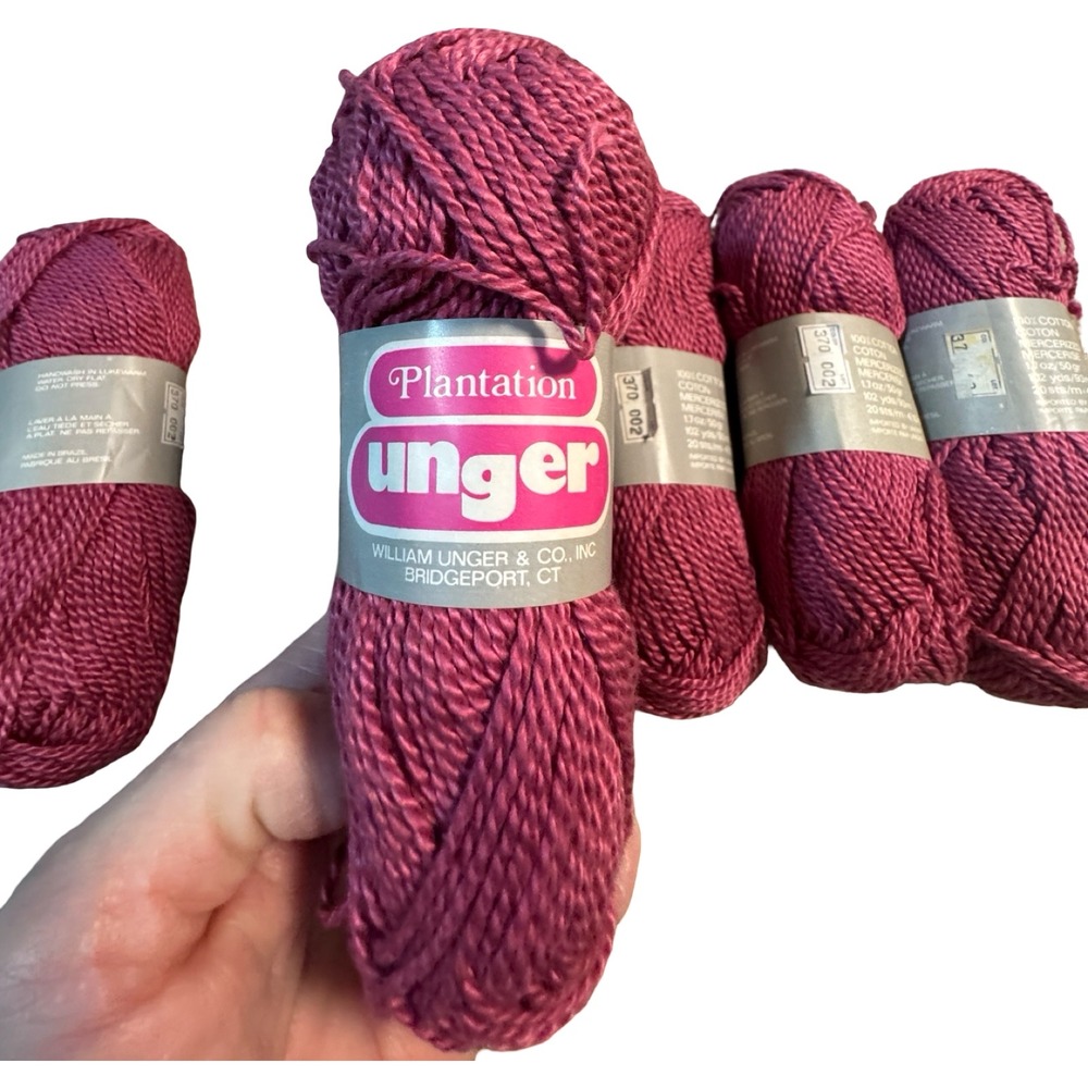 Lot of 10 Unger Plantation‎ Mercerized Cotton Yarn Skeins Pink Berry 50g 102 Yds - Picture 6 of 8